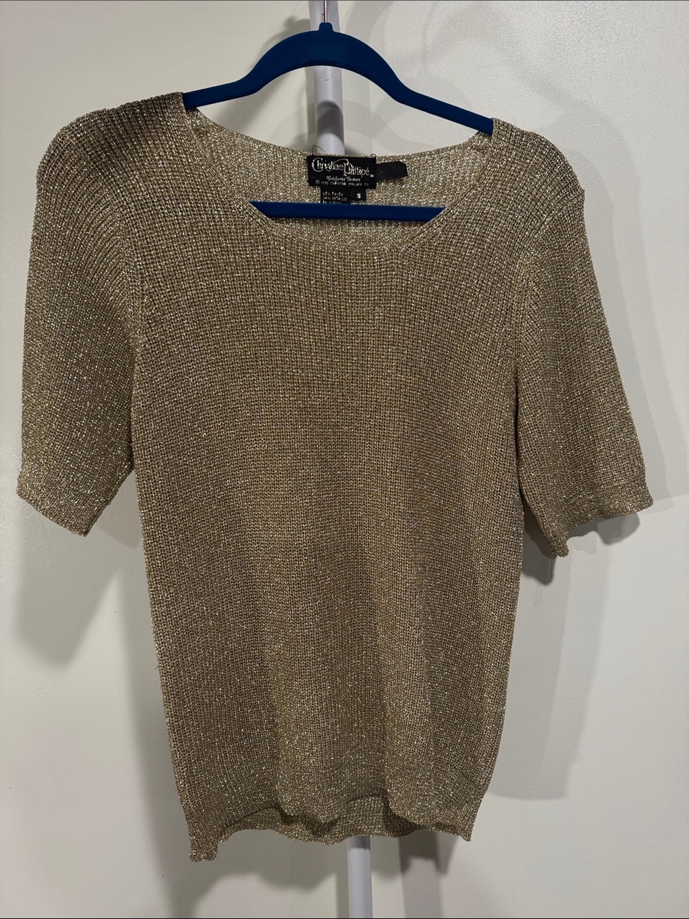 Gold Metallic Short-Sleeve Knit Tee